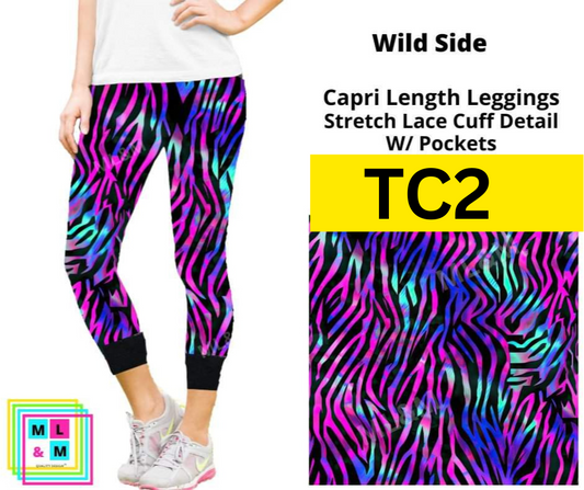 Wild Side Lace Cuff Capris w/ Pockets