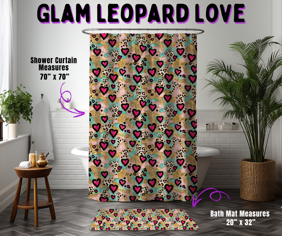 Preorder! Closes 10/21. ETA Jan. Glam Leopard Love Custom Shower Curtain and/or Bath Mat