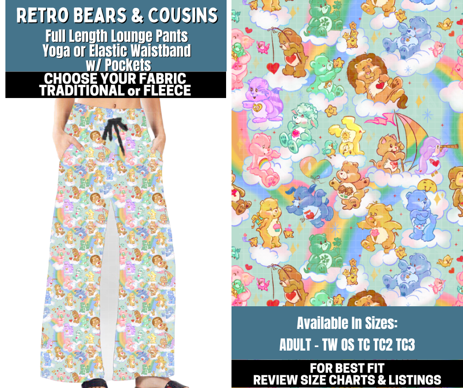 Preorder! Closes 10/13. ETA Jan. Retro Bears & Cousins Lounge Pants Choose Fleece or Traditional