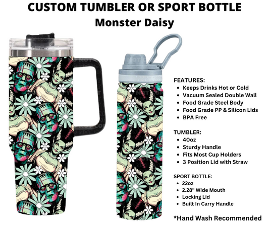 Monster Daisy Custom Tumbler or Sport Bottle - Alonna's Legging Land