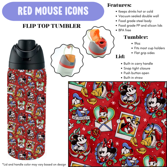 Preorder! Closes 12/11. ETA Feb. Red Mouse Icons Flip Top Tumbler