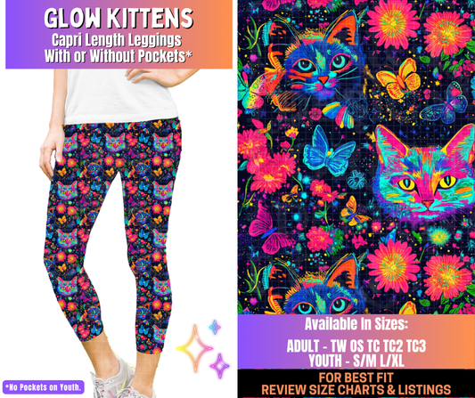 Preorder! Closes 12/10. ETA March. Glow Kittens Capri Length Leggings w/wo Pockets