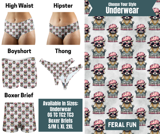 Preorder! Closes 9/30. ETA Dec. Feral Fun Hipster, High Waist, Boyshort, & Thong Underwear & Boxer Briefs