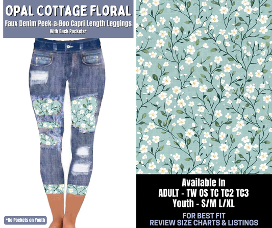 Preorder! Closes 1/8. ETA March. Opal Cottage Floral Capri Faux Denim Peekaboo