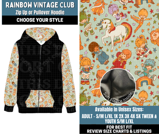 Preorder! Closes 10/13. ETA Jan. Rainbow Vintage Club Zip-Up or Pullover Hoodie