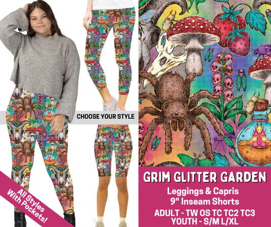 Preorder! Closes 3/2. ETA June. Grim Glitter Garden Combo Legging Lengths