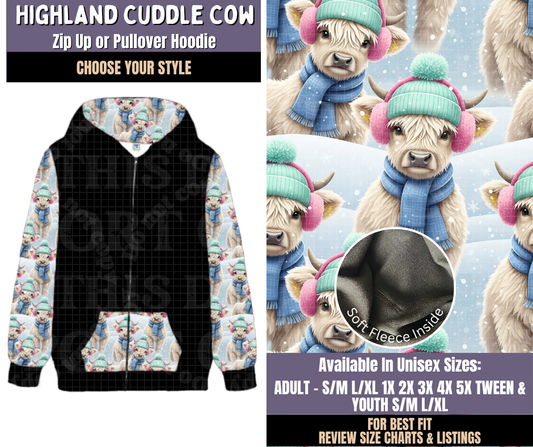 Preorder! Closes 9/3. ETA Dec. Highland Cuddle Cow Zip-Up or Pullover Hoodie