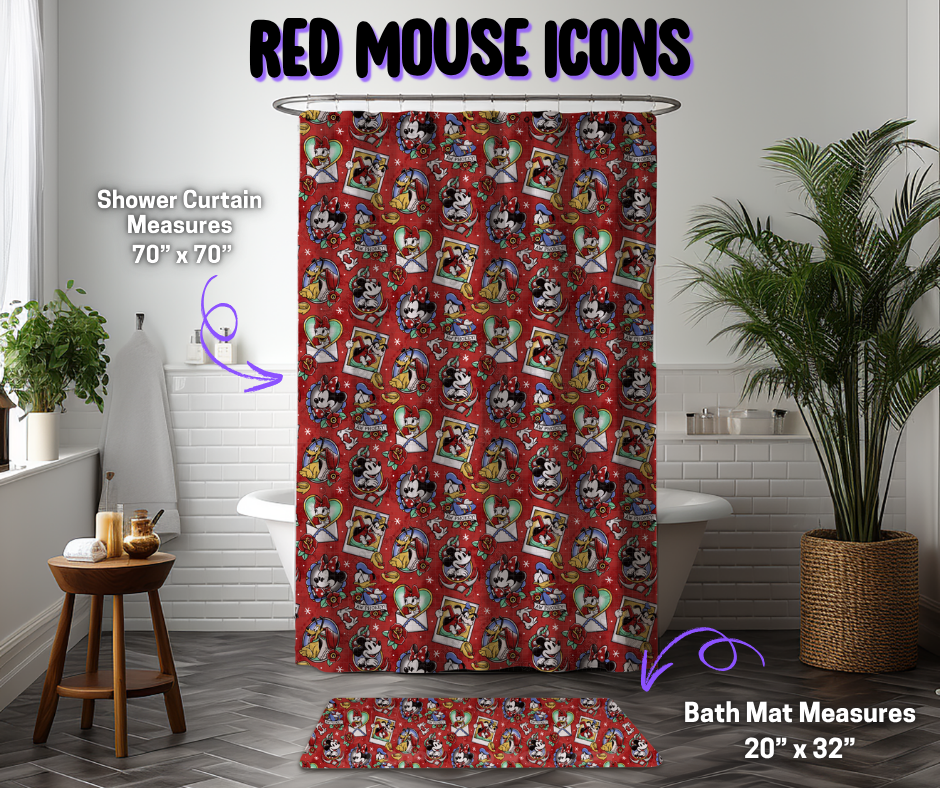 Preorder! Closes 12/8. ETA March. Red Mouse Icons Custom Shower Curtain and/or Bath Mat