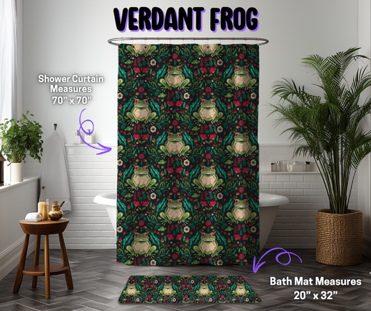 Preorder! Closes 12/8. ETA March. Verdant Frog Custom Shower Curtain and/or Bath Mat
