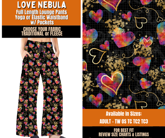 Preorder! Closes 11/2. ETA Feb. Love Nebula Lounge Pants Choose Fleece or Traditional