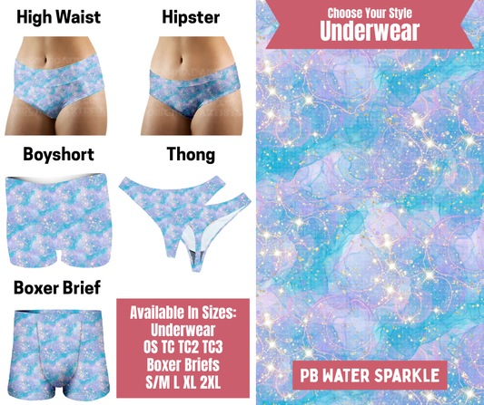 Preorder! Closes 9/29. ETA Dec. PB Water Sparkle Hipster, High Waist, Boyshort, & Thong Underwear & Boxer Briefs