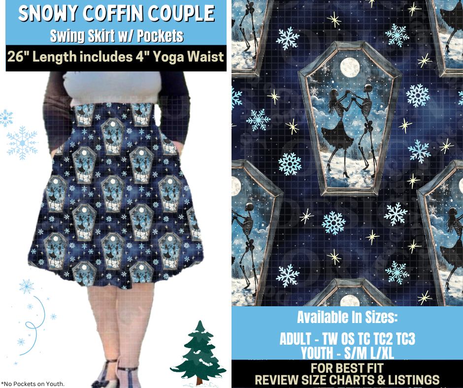Preorder! Closes 8/28. ETA Nov. Snowy Coffin Couple Swing Skirt