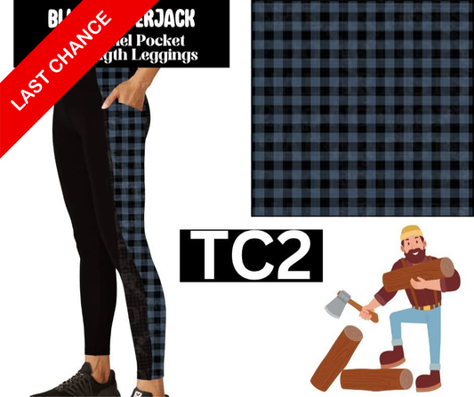 Blue Lumberjack Side Panel Pocket Full Length Leggings