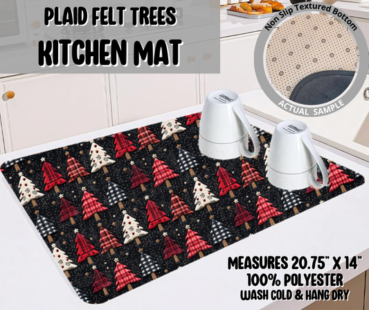 Preorder! Closes 9/10. ETA Dec. Plaid Felt Trees Kitchen Mat