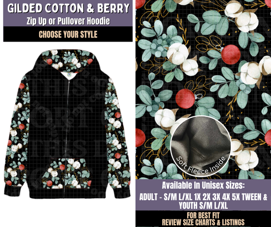Preorder! Closes 9/3. ETA Dec. Gilded Cotton & Berry Zip-Up or Pullover Hoodie