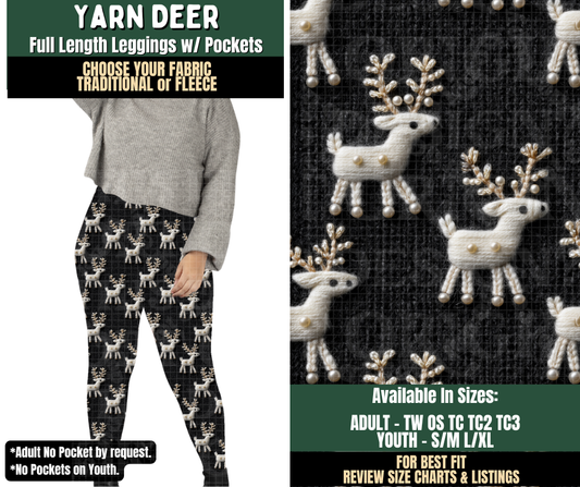 Preorder! Closes 8/12. ETA Nov. Yarn Deer Leggings Choose Fleece or Traditional