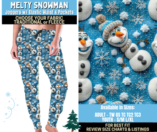 Preorder! Closes 8/28. ETA Nov. Melty Snowman Joggers Choose Fleece or Traditional