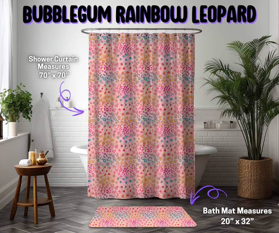 Preorder! Closes 12/8. ETA March. Bubblegum Rainbow Leopard Custom Shower Curtain and/or Bath Mat