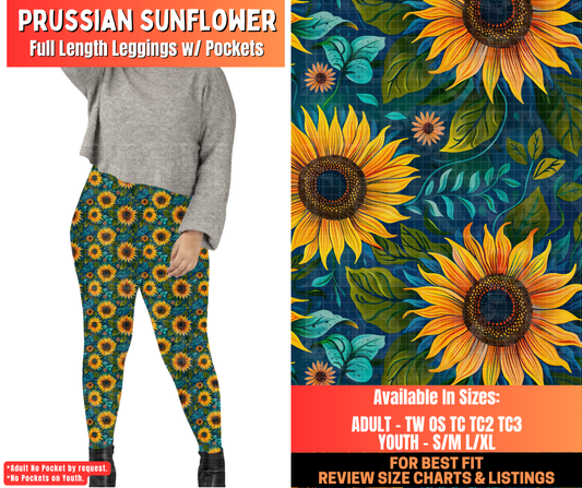 Preorder! Closes 12/29. ETA March. Prussian Sunflower Full Length Leggings w/wo Pockets