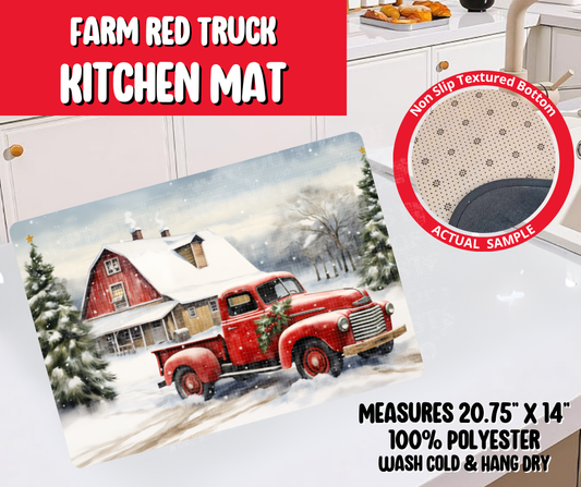 Preorder! Closes 8/20. ETA Nov. Farm Red Truck Kitchen Mat