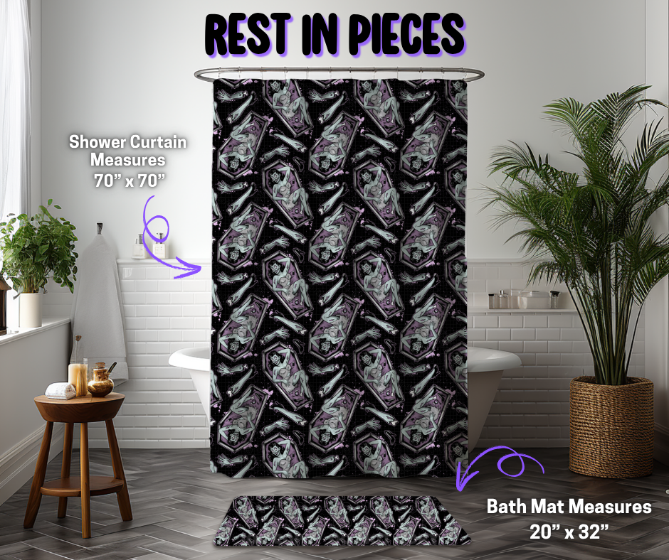 Preorder! Closes 12/8. ETA March. Rest in Pieces Custom Shower Curtain and/or Bath Mat
