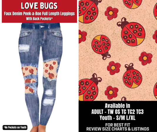 Preorder! Closes 10/26. ETA Jan. Love Bugs Full Length Faux Denim Peekaboo