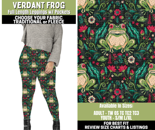 Preorder! Closes 11/6. ETA Jan. Verdant Frog Leggings Choose Fleece or Traditional