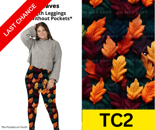 Yarn Leaves Full Length Leggings w/ Pockets