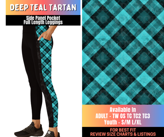 Preorder! Closes 10/16. ETA Jan. Deep Teal Tartan Side Panel Pocket Full Length Leggings