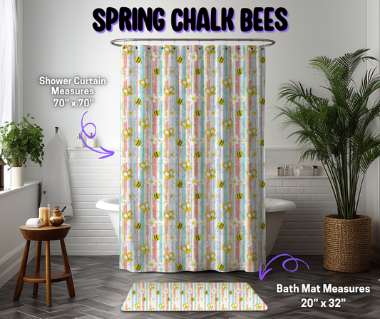 Preorder! Closes 12/8. ETA March. Spring Chalk Bees Custom Shower Curtain and/or Bath Mat