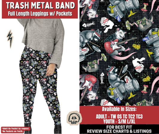 Preorder! Closes 12/22. ETA March. Trash Metal Band Full Length Leggings w/wo Pockets