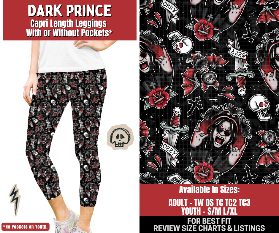 Preorder! Closes 12/22. ETA March. Dark Prince Capri Length Leggings w/wo Pockets