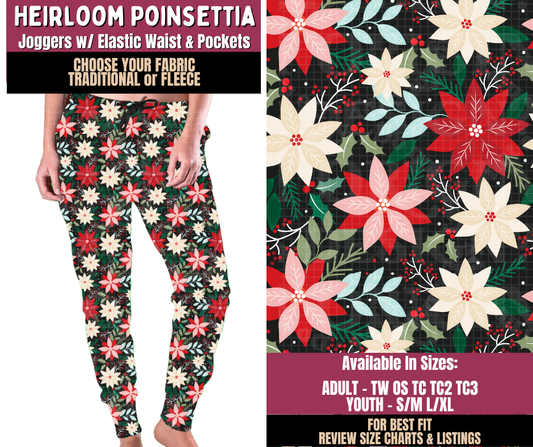 Preorder! Closes 8/27. ETA Nov. Heirloom Poinsettia Joggers Choose Fleece or Traditional