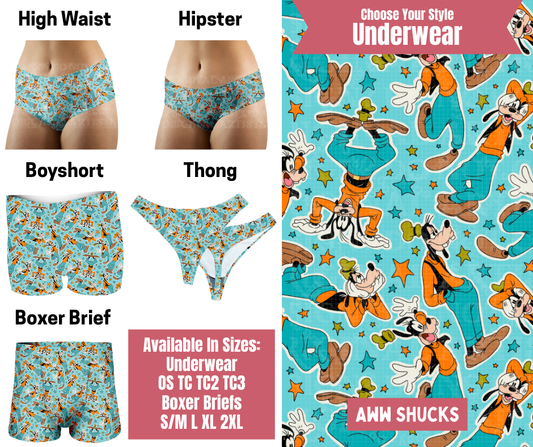 Preorder! Closes 9/29. ETA Dec. Aww Shucks Hipster, High Waist, Boyshort, & Thong Underwear & Boxer Briefs