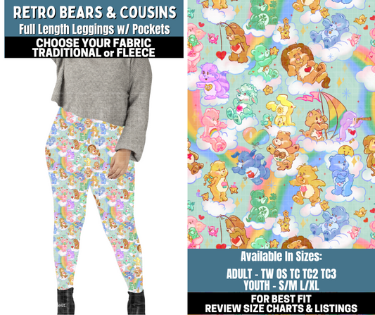 Preorder! Closes 10/13. ETA Jan. Retro Bears & Cousins Leggings Choose Fleece or Traditional