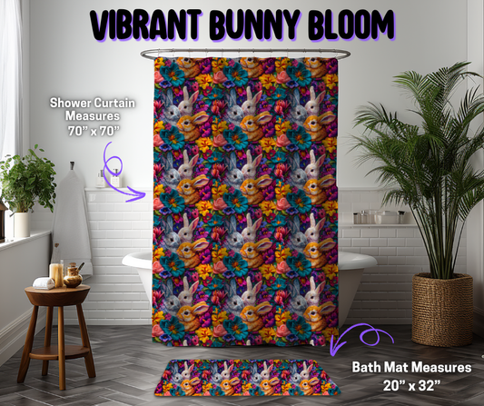 Preorder! Closes 12/8. ETA March. Vibrant Bunny Bloom Custom Shower Curtain and/or Bath Mat