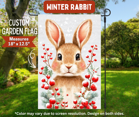 Preorder! Closes 8/10. ETA Nov. Winter Rabbit Garden Flag