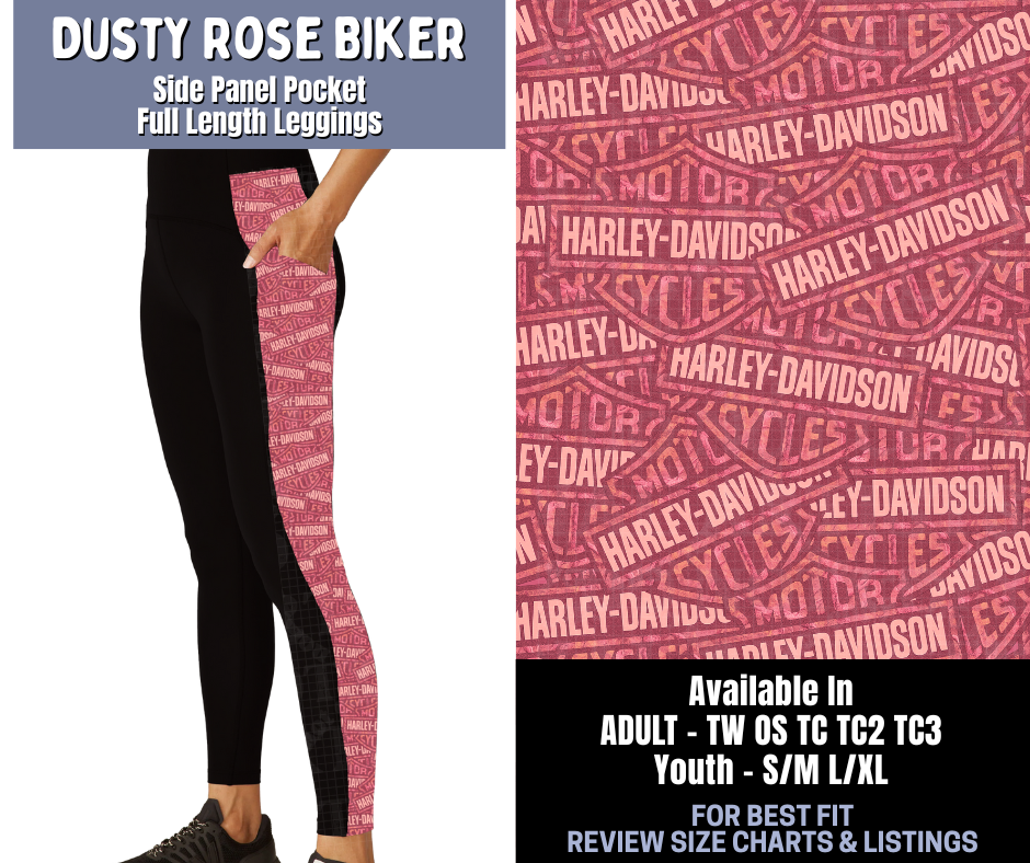 Preorder! Closes 1/8. ETA March. Dusty Rose Biker Side Panel Pocket Full Length Leggings