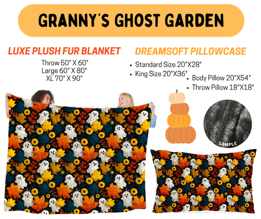 Preorder! Closes 7/8. ETA Oct. Granny's Ghost Garden Fur Blanket and/or DreamSoft Pillowcase