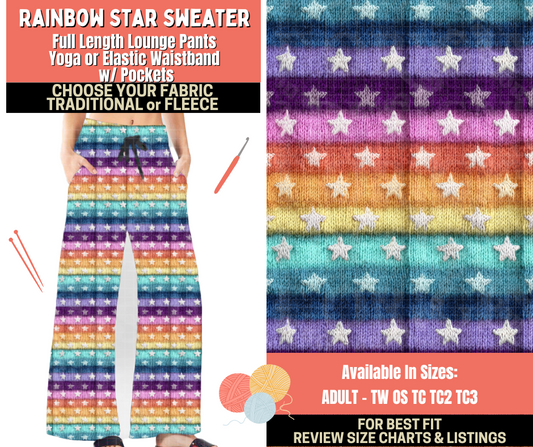 Preorder! Closes 10/1. ETA Dec. Rainbow Star Sweater Lounge Pants Choose Fleece or Traditional