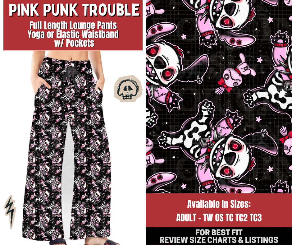 Preorder! Closes 12/22. ETA March. Pink Punk Trouble Full Length Lounge Pants