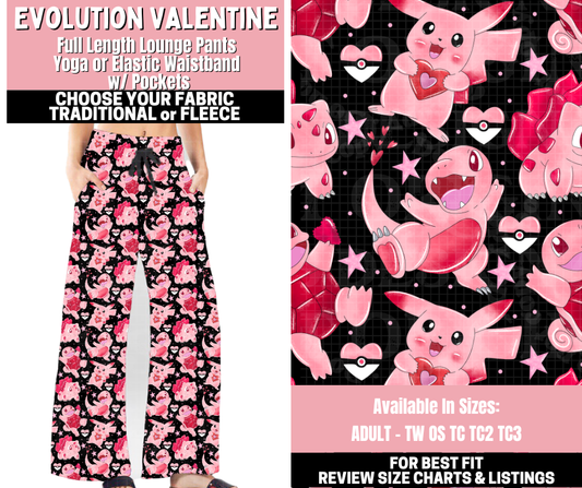 Preorder! Closes 11/12. ETA Jan. Evolution Valentine Lounge Pants Choose Fleece or Traditional