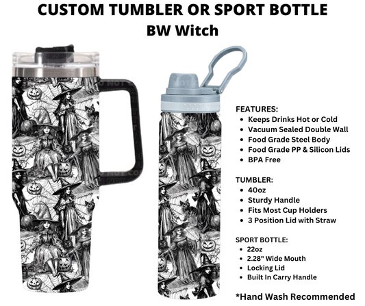 BW Witch  Custom Tumbler or Sport Bottle - Alonna's Legging Land