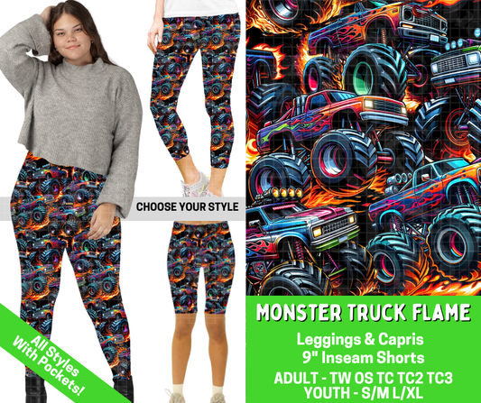Preorder! Closes 2/25. ETA May. Monster Truck Flame Combo Legging Lengths - Alonna's Legging Land