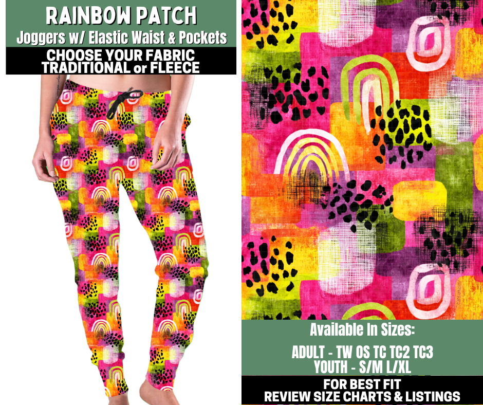 Preorder! Closes 12/4. ETA Feb. Rainbow Patch Joggers Choose Fleece or Traditional