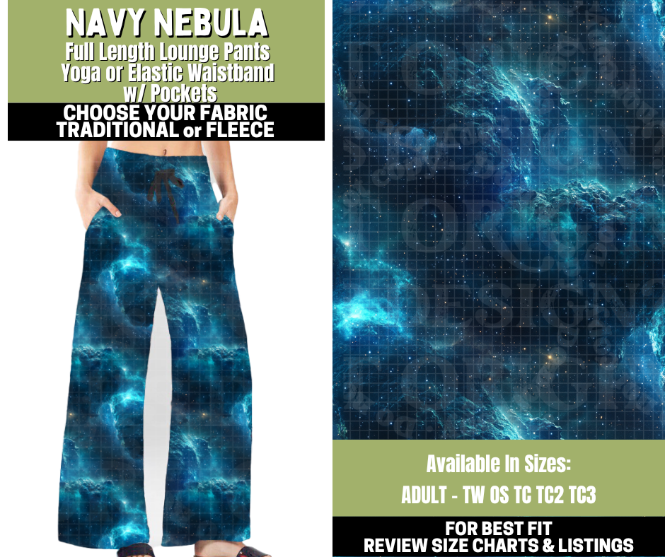 Preorder! Closes 11/6. ETA Jan. Navy Nebula Lounge Pants Choose Fleece or Traditional