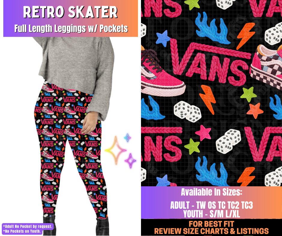 Preorder! Closes 12/10. ETA March. Retro Skater Full Length Leggings w/wo Pockets