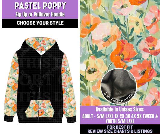 Preorder! Closes 1/5. ETA March. Pastel Poppy Zip-Up or Pullover Hoodie