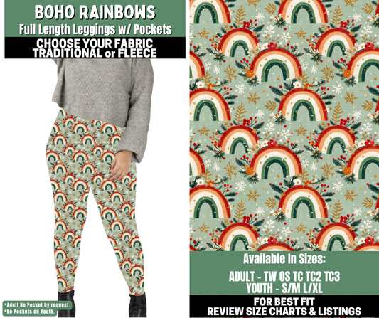 Preorder! Closes 12/4. ETA Feb. Boho Rainbows Leggings Choose Fleece or Traditional
