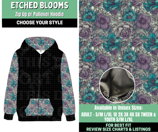 Preorder! Closes 1/7. ETA March. Etched Blooms Zip-Up or Pullover Hoodie